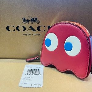 Coach pac man coin purse small red new with tags